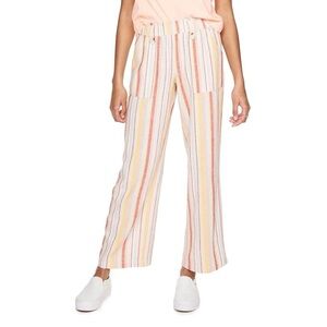 SO • Women’s Juniors Multicolor Pastel Striped Wide-Leg Linen Pants XS NWT